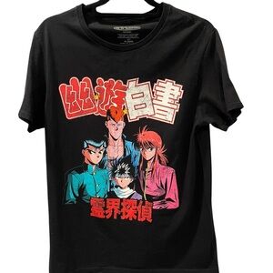 Yu Yu Hakusho Manga Red Black Anime Graphic Short Sleeve Tee Shirt Size Medium